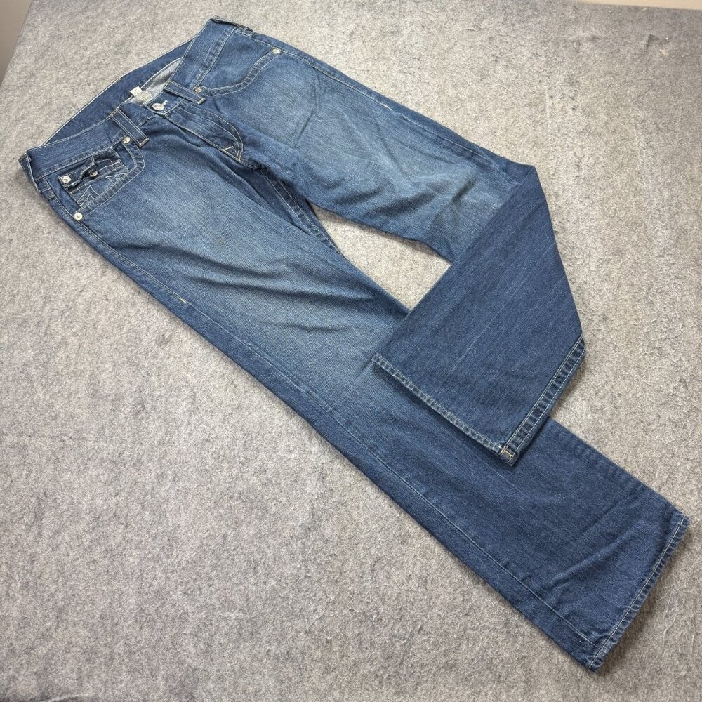 True Religion Ricky Straight Leg Jeans Men 36 x 33 Blue Medium Wash
